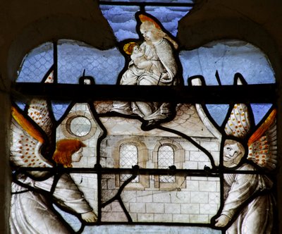 Window depicting the Legend of Notre Dame de Lorette: the Virgin